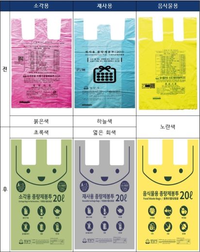 성남시 5월 1일부터 디자인 바꾼 종량제봉투 판매(전후비교)