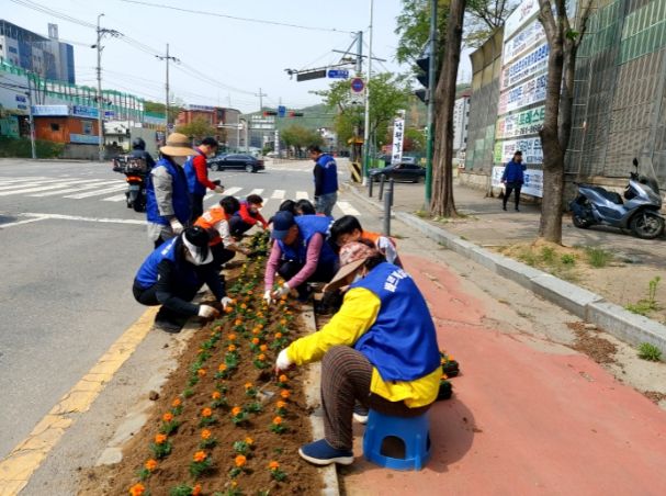 광주시 탄벌동 일대 봄맞이 꽃길 가꾸기 및 환경정화