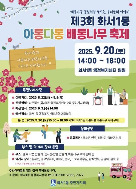 '제3회 수원시 팔달구 화서1동 아롱다롱 배롱나무 축제' 주민 노래자랑 참가자 모집