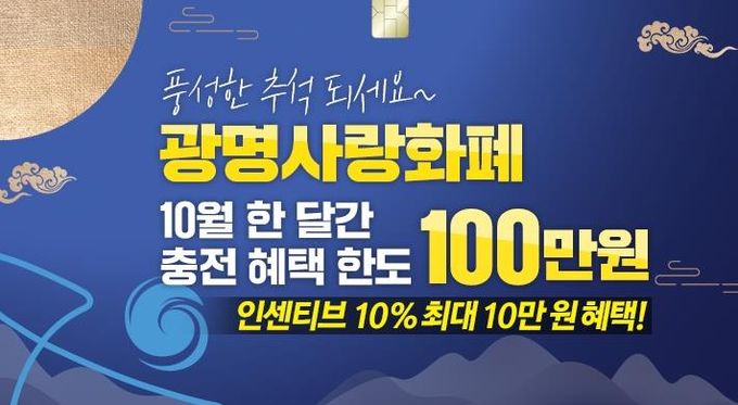 광명사랑화폐 10월 충전한도 상향 안내문