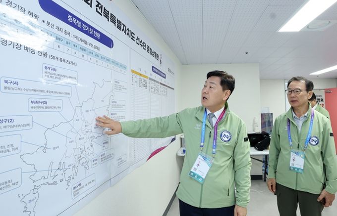 전북자치도, 김관영 도지사 전국체전 현장서 선수단 격려