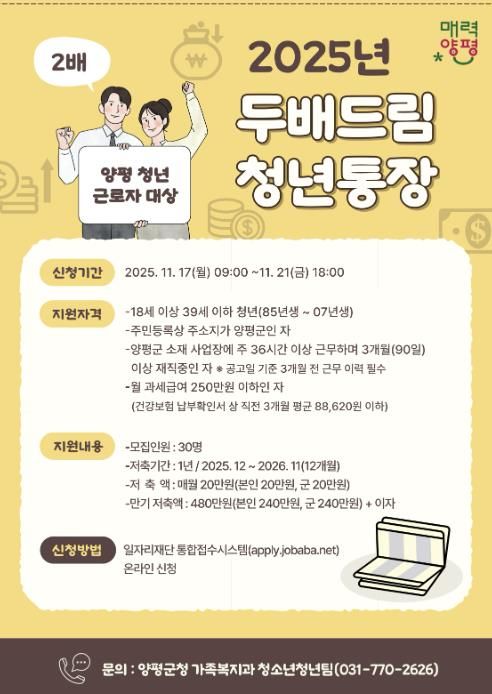 두배드림 청년통장 포스터