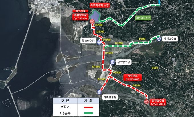 새만금 농업용수 공급사업 1단계(2공구) 위치